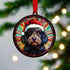 Cockapoo Black in Santa Hat Suncatcher Decoration